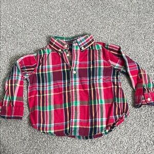 Toddler Ralph Lauren Plaid Button-Up Shirt - Red Multi